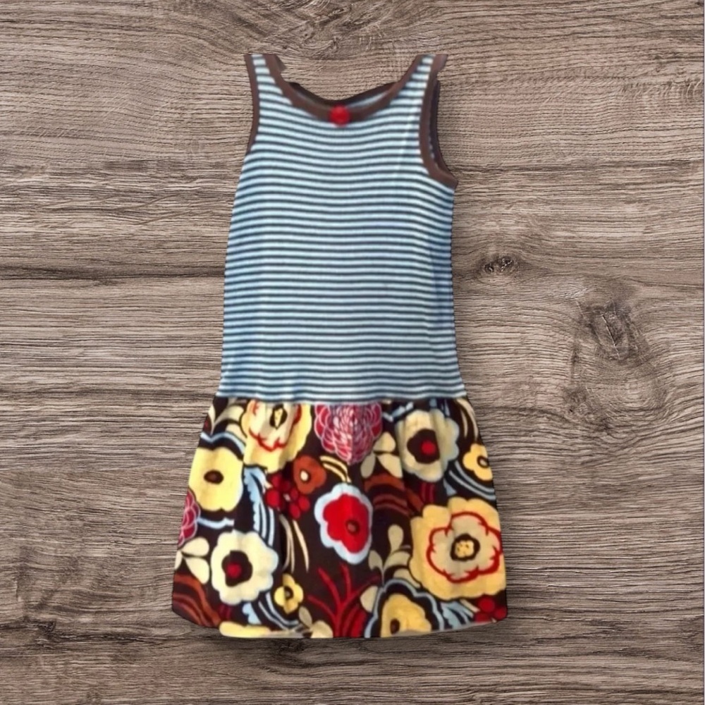 DRESS EUC HANDMADE GIRLS TANK TOP STRIPES SUMMER CASUAL SPRING FLORAL SIZE 5T